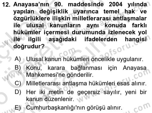 Bilişim Hukuku Dersi 2025 - 2026 Yılı (Vize) Ara Sınav Soruları 12. Soru