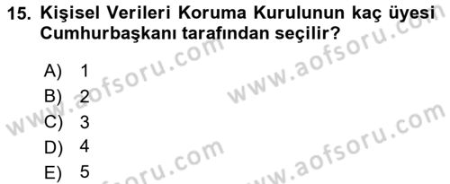 Bilişim Hukuku Dersi 2025 - 2026 Yılı (Vize) Ara Sınav Soruları 15. Soru