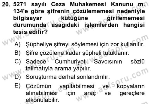 Bilişim Hukuku Dersi 2025 - 2026 Yılı (Vize) Ara Sınav Soruları 20. Soru