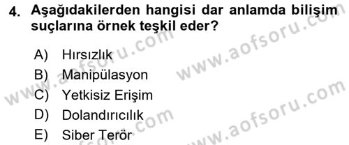 Bilişim Hukuku Dersi 2025 - 2026 Yılı (Vize) Ara Sınav Soruları 4. Soru