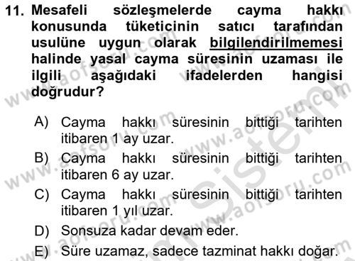 Bilişim Hukuku Dersi 2025 - 2026 Yılı (Final) Dönem Sonu Sınav Soruları 11. Soru