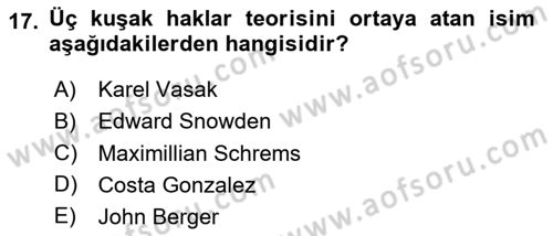 Bilişim Hukuku Dersi 2025 - 2026 Yılı (Final) Dönem Sonu Sınav Soruları 17. Soru