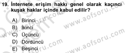 Bilişim Hukuku Dersi 2025 - 2026 Yılı (Final) Dönem Sonu Sınav Soruları 19. Soru