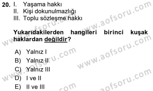 Bilişim Hukuku Dersi 2025 - 2026 Yılı (Final) Dönem Sonu Sınav Soruları 20. Soru
