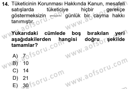 Bilişim Hukuku Dersi 2025 - 2026 Yılı Yaz Okulu Sınav Soruları 14. Soru