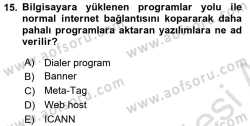 Bilişim Hukuku Dersi 2025 - 2026 Yılı Yaz Okulu Sınav Soruları 15. Soru