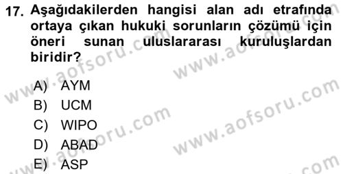 Bilişim Hukuku Dersi 2025 - 2026 Yılı Yaz Okulu Sınav Soruları 17. Soru