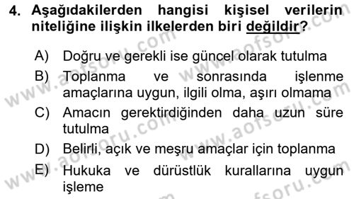 Bilişim Hukuku Dersi 2025 - 2026 Yılı Yaz Okulu Sınav Soruları 4. Soru