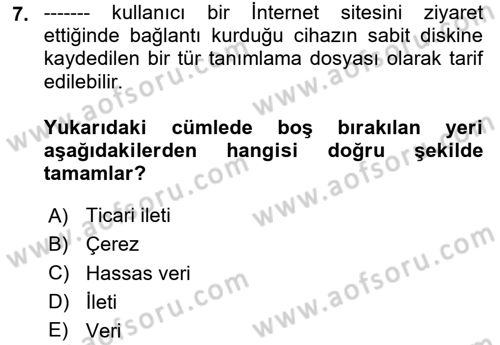Bilişim Hukuku Dersi 2025 - 2026 Yılı Yaz Okulu Sınav Soruları 7. Soru