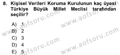 Bilişim Hukuku Dersi 2025 - 2026 Yılı Yaz Okulu Sınav Soruları 8. Soru