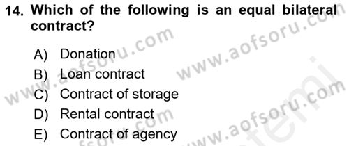 Business Law Dersi 2017 - 2018 Yılı (Vize) Ara Sınav Soruları 14. Soru