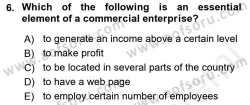 Business Law Dersi 2017 - 2018 Yılı (Vize) Ara Sınav Soruları 6. Soru