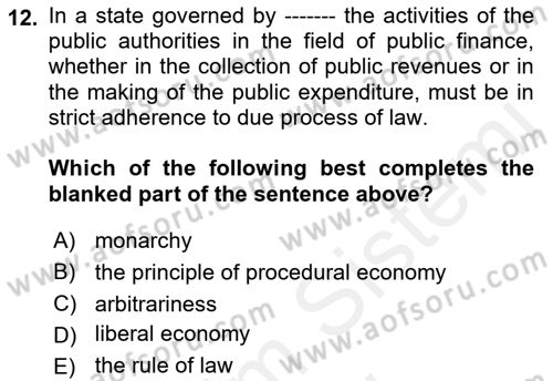 Business Law Dersi 2017 - 2018 Yılı (Final) Dönem Sonu Sınav Soruları 12. Soru