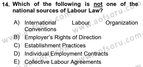 Business Law Dersi 2017 - 2018 Yılı (Final) Dönem Sonu Sınav Soruları 14. Soru