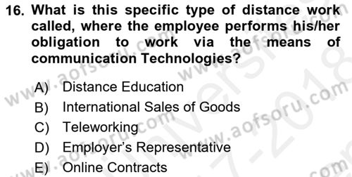 Business Law Dersi 2017 - 2018 Yılı (Final) Dönem Sonu Sınav Soruları 16. Soru