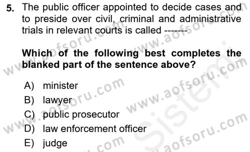 Business Law Dersi 2017 - 2018 Yılı (Final) Dönem Sonu Sınav Soruları 5. Soru