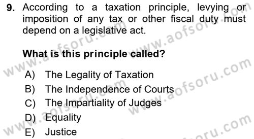 Business Law Dersi 2017 - 2018 Yılı (Final) Dönem Sonu Sınav Soruları 9. Soru