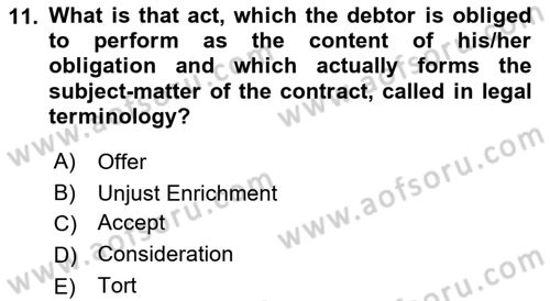 Business Law Dersi 2018 - 2019 Yılı (Vize) Ara Sınav Soruları 11. Soru