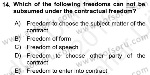 Business Law Dersi 2018 - 2019 Yılı (Vize) Ara Sınav Soruları 14. Soru