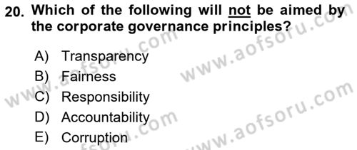 Business Law Dersi 2018 - 2019 Yılı (Vize) Ara Sınav Soruları 20. Soru