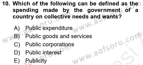 Business Law Dersi 2018 - 2019 Yılı (Final) Dönem Sonu Sınav Soruları 10. Soru