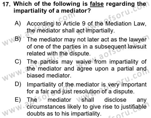 Business Law Dersi 2018 - 2019 Yılı (Final) Dönem Sonu Sınav Soruları 17. Soru