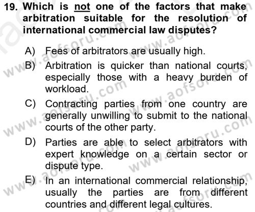 Business Law Dersi 2018 - 2019 Yılı (Final) Dönem Sonu Sınav Soruları 19. Soru