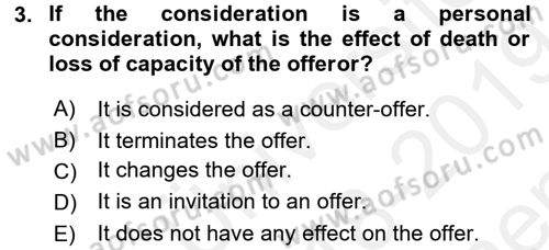 Business Law Dersi 2018 - 2019 Yılı (Final) Dönem Sonu Sınav Soruları 3. Soru