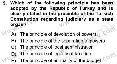 Business Law Dersi 2018 - 2019 Yılı (Final) Dönem Sonu Sınav Soruları 5. Soru