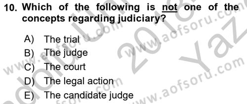 Business Law Dersi 2018 - 2019 Yılı Yaz Okulu Sınav Soruları 10. Soru