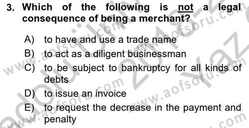 Business Law Dersi 2018 - 2019 Yılı Yaz Okulu Sınav Soruları 3. Soru