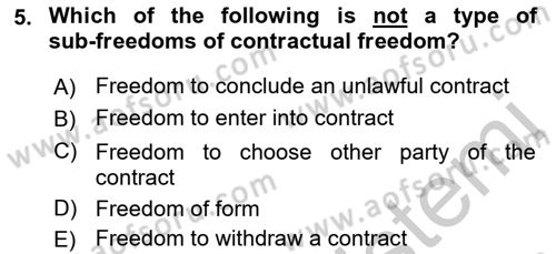 Business Law Dersi 2018 - 2019 Yılı Yaz Okulu Sınav Soruları 5. Soru