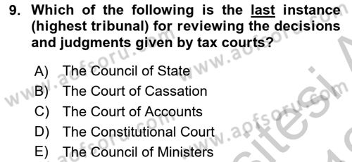 Business Law Dersi 2018 - 2019 Yılı Yaz Okulu Sınav Soruları 9. Soru