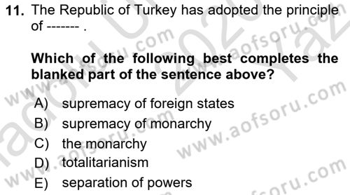 Business Law Dersi 2020 - 2021 Yılı Yaz Okulu Sınav Soruları 11. Soru