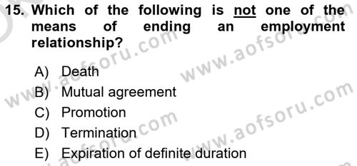 Business Law Dersi 2020 - 2021 Yılı Yaz Okulu Sınav Soruları 15. Soru