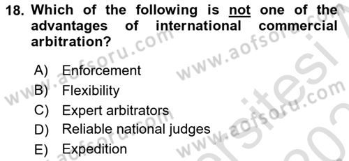 Business Law Dersi 2020 - 2021 Yılı Yaz Okulu Sınav Soruları 18. Soru