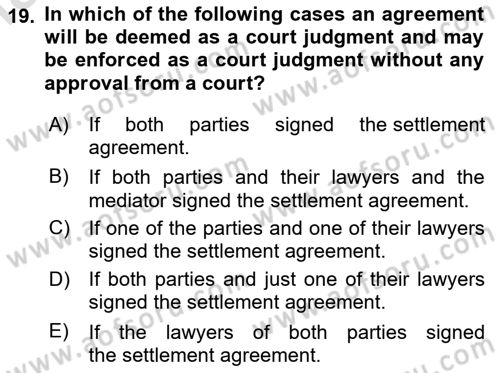 Business Law Dersi 2020 - 2021 Yılı Yaz Okulu Sınav Soruları 19. Soru