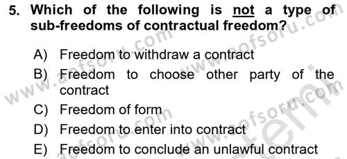 Business Law Dersi 2020 - 2021 Yılı Yaz Okulu Sınav Soruları 5. Soru