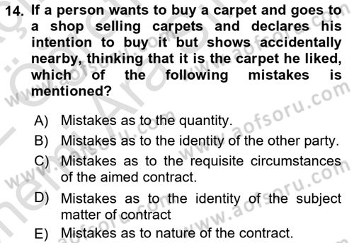 Business Law Dersi 2021 - 2022 Yılı (Vize) Ara Sınav Soruları 14. Soru