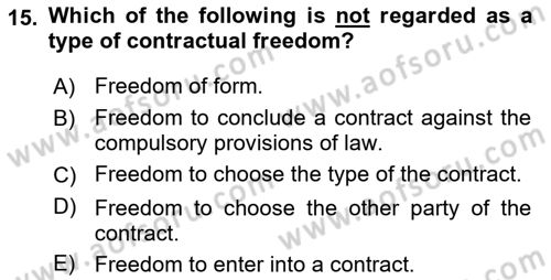 Business Law Dersi 2021 - 2022 Yılı (Vize) Ara Sınav Soruları 15. Soru