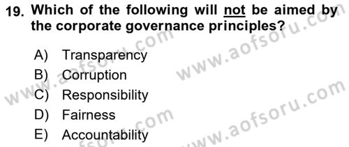 Business Law Dersi 2021 - 2022 Yılı (Vize) Ara Sınav Soruları 19. Soru