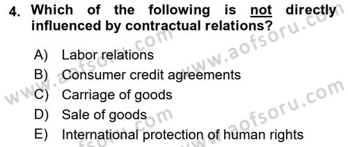 Business Law Dersi 2021 - 2022 Yılı (Vize) Ara Sınav Soruları 4. Soru