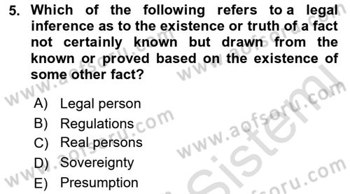 Business Law Dersi 2021 - 2022 Yılı (Vize) Ara Sınav Soruları 5. Soru