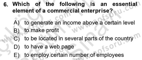 Business Law Dersi 2021 - 2022 Yılı (Vize) Ara Sınav Soruları 6. Soru