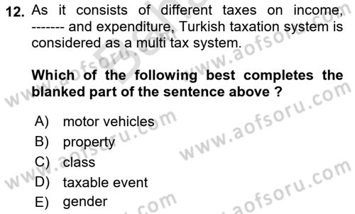Business Law Dersi 2021 - 2022 Yılı (Final) Dönem Sonu Sınav Soruları 12. Soru