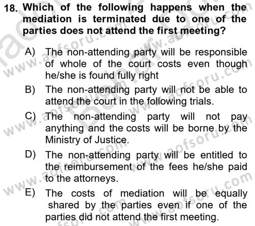 Business Law Dersi 2021 - 2022 Yılı (Final) Dönem Sonu Sınav Soruları 18. Soru