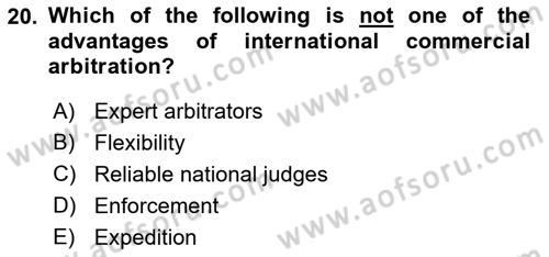 Business Law Dersi 2021 - 2022 Yılı (Final) Dönem Sonu Sınav Soruları 20. Soru