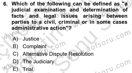 Business Law Dersi 2021 - 2022 Yılı (Final) Dönem Sonu Sınav Soruları 6. Soru