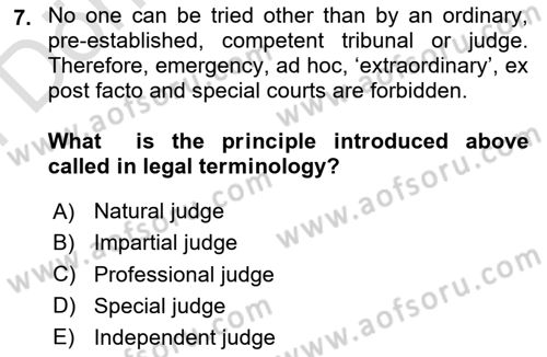 Business Law Dersi 2021 - 2022 Yılı (Final) Dönem Sonu Sınav Soruları 7. Soru