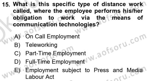Business Law Dersi 2021 - 2022 Yılı Yaz Okulu Sınav Soruları 15. Soru